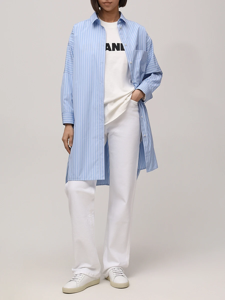 Рубашка хлопковая JIL SANDER J05DL0107 J45173 471 Полоска  Фото 2