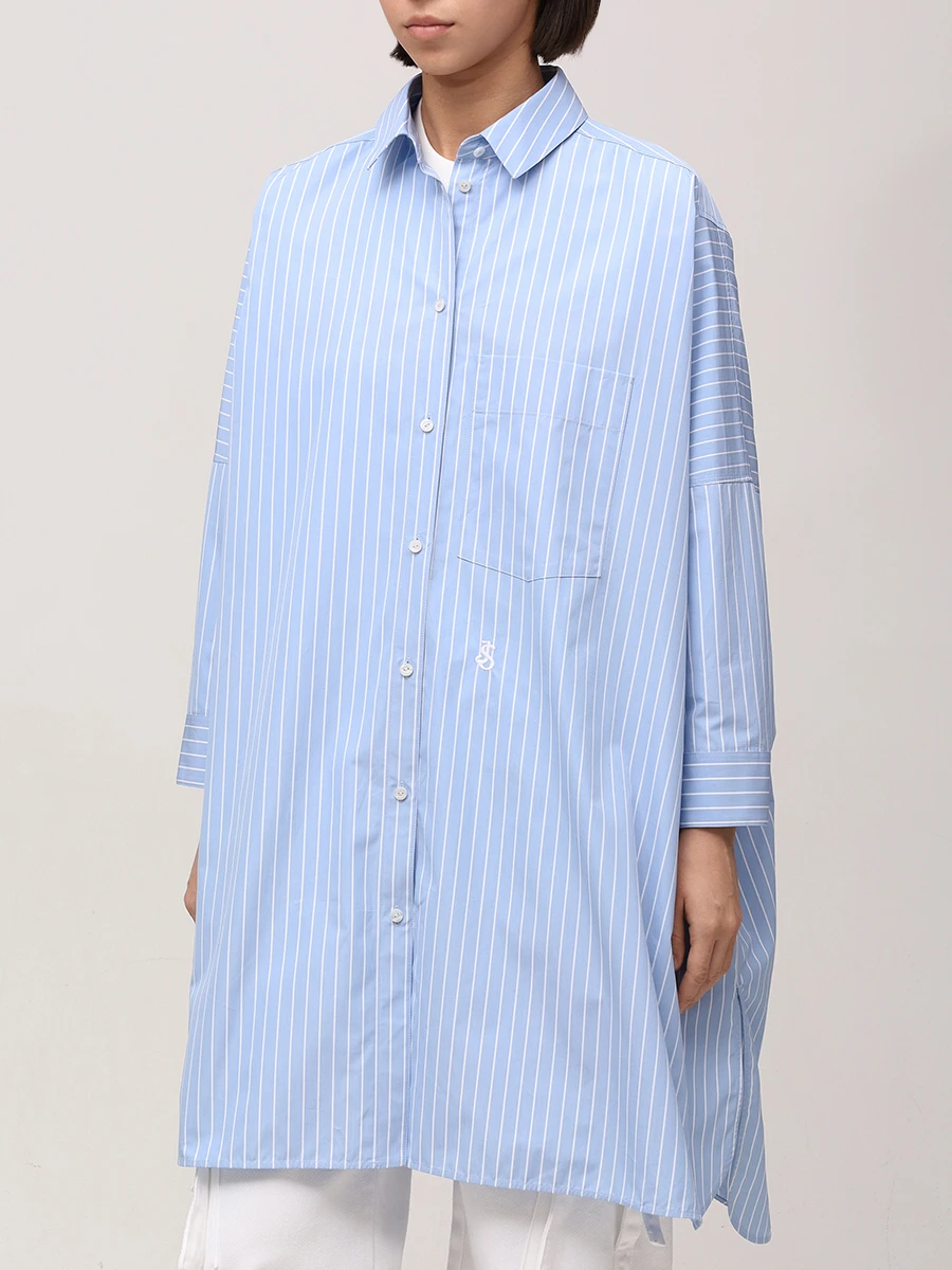 Рубашка хлопковая JIL SANDER J05DL0107 J45173 471 Полоска  Фото 4