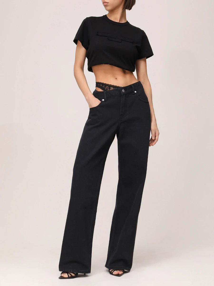 Футболка хлопковая ALEXANDER WANG 1CC1251991 001 Черный  Фото 2