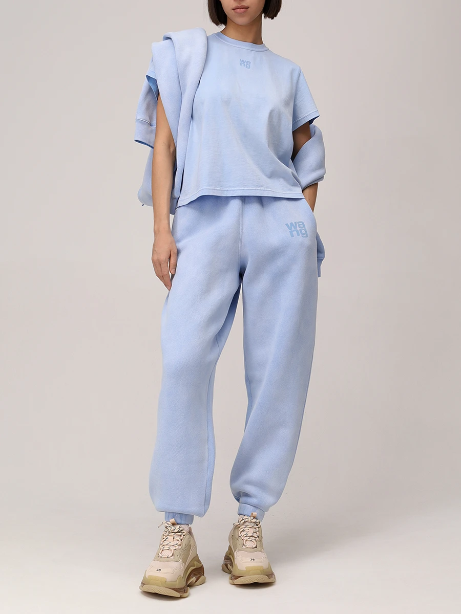 Футболка хлопковая ALEXANDER WANG 4CC3241521 450B Голубой  Фото 2