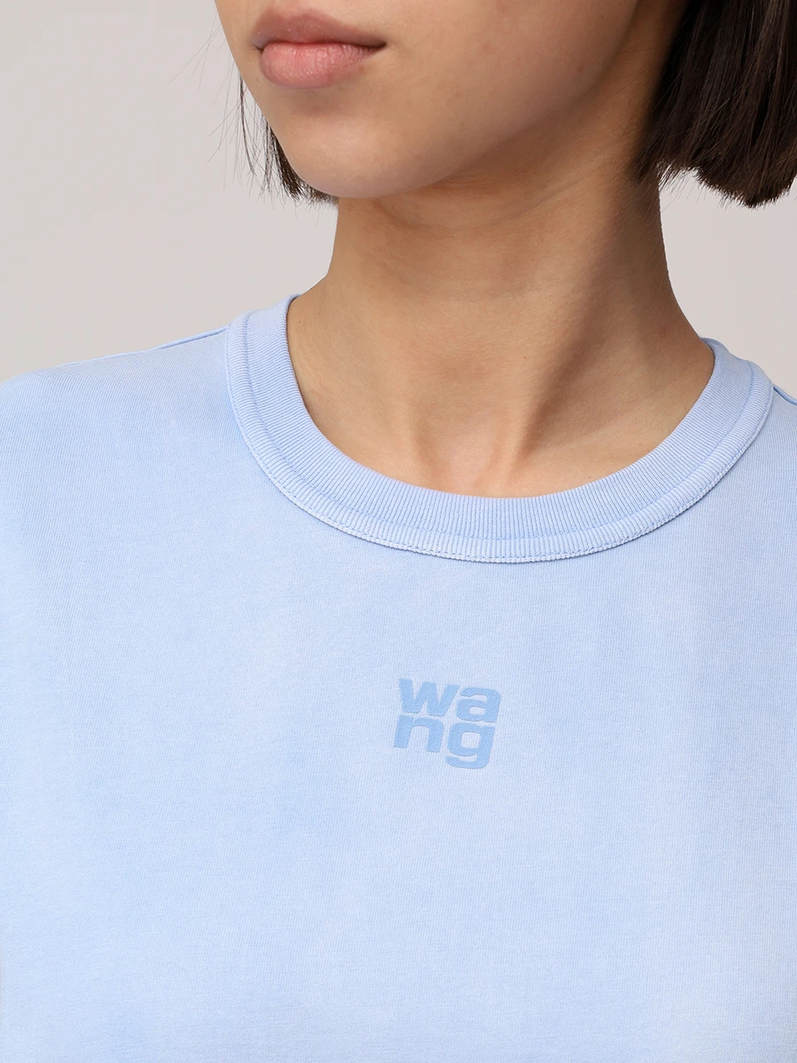 Футболка хлопковая ALEXANDER WANG 4CC3241521 450B Голубой  Фото 5