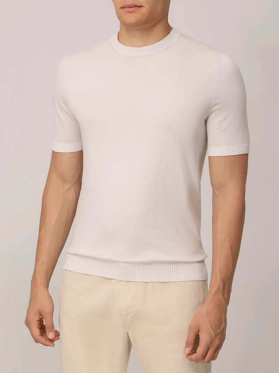 Футболка хлопковая MALO UXA183 F3L27 E3210 Бежевый  Фото 4