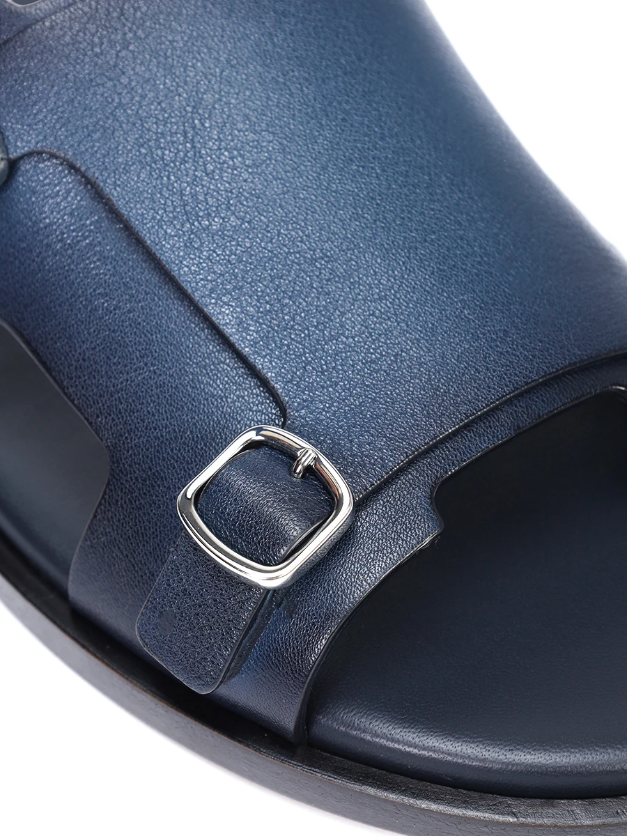 Шлепанцы кожаные SANTONI MCEG16723HC6MGTQU59 Синий  Фото 5