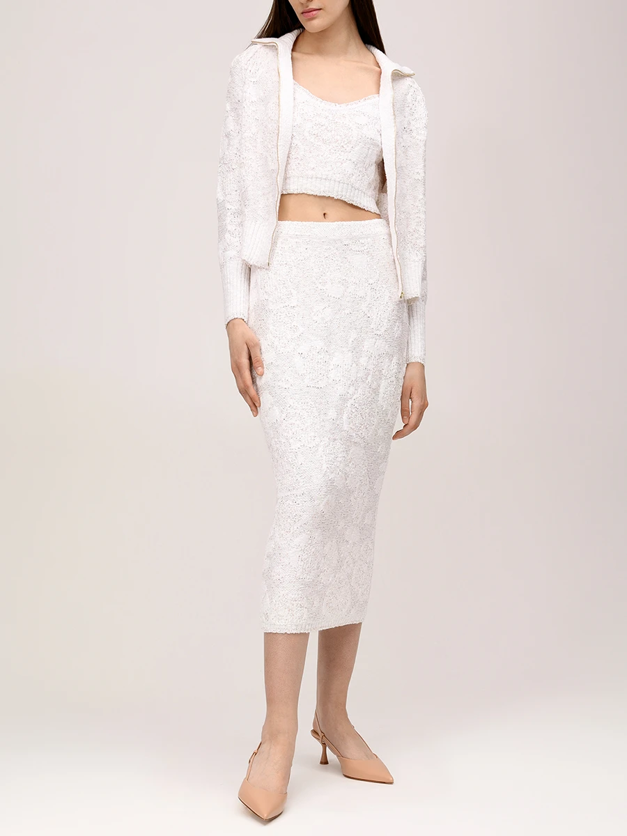 Юбка с пайетками AND THE BRAND S25-SK039-0704-100 Белый  Фото 2