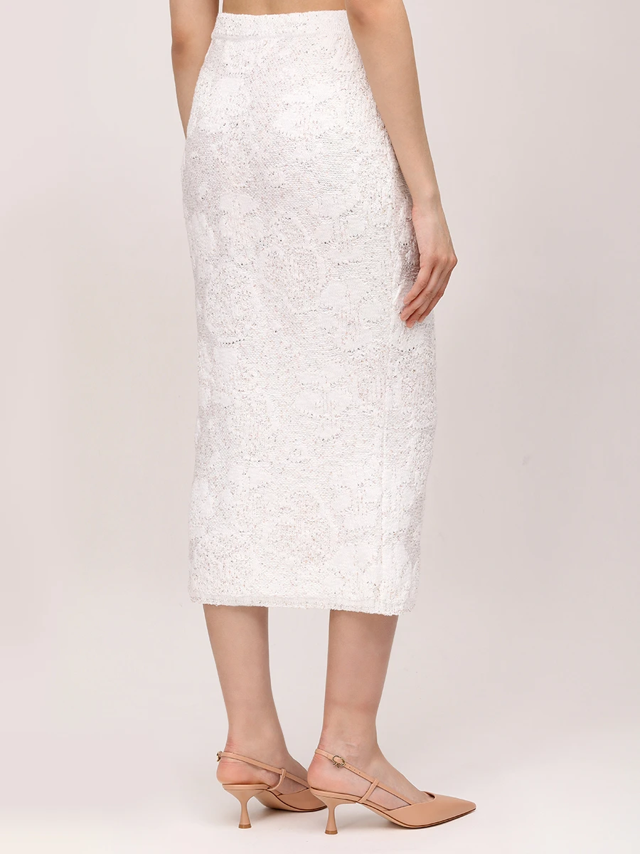 Юбка с пайетками AND THE BRAND S25-SK039-0704-100 Белый  Фото 3