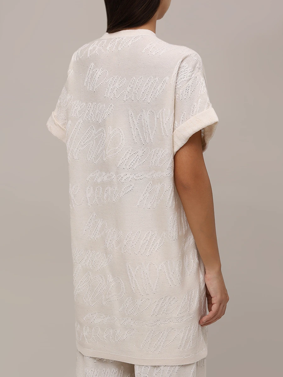 Футболка из хлопка и вискозы AND THE BRAND S25-TS014-1204-101 Молочный Кремовый  Фото 3