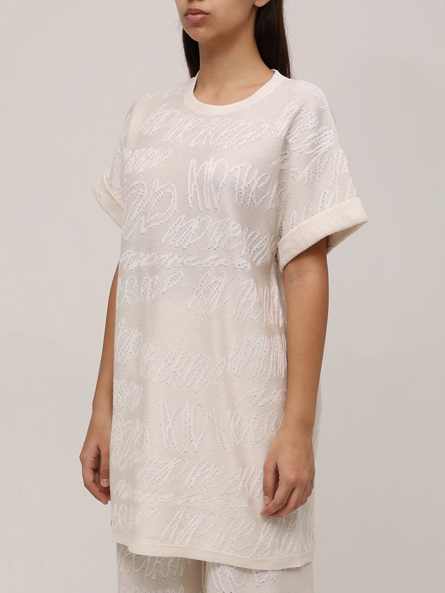 Футболка из хлопка и вискозы AND THE BRAND S25-TS014-1204-101 Молочный Кремовый  Фото 4