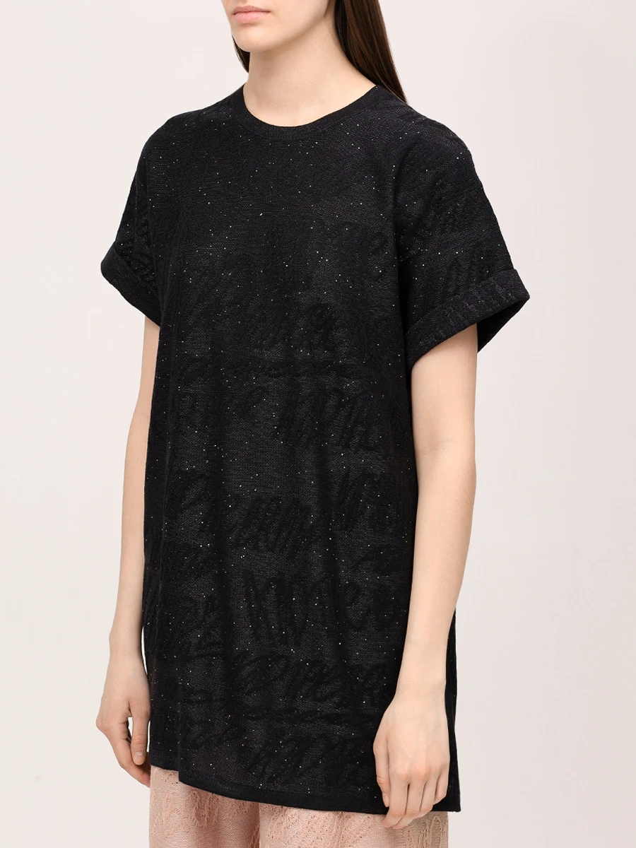 

Футболка из хлопка и вискозы, Черный, S25-TS014-1204-900