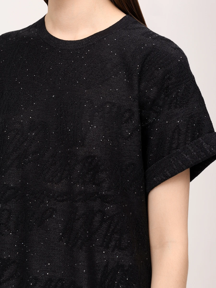 Футболка из хлопка и вискозы AND THE BRAND S25-TS014-1204-900 Черный  Фото 5