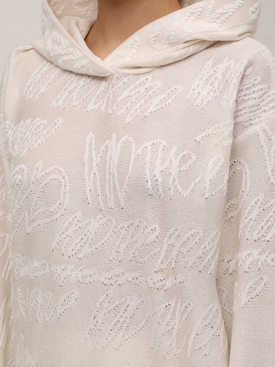 Худи из хлопка и вискозы AND THE BRAND S25-JM049-1204-101 Молочный Белый  Фото 5