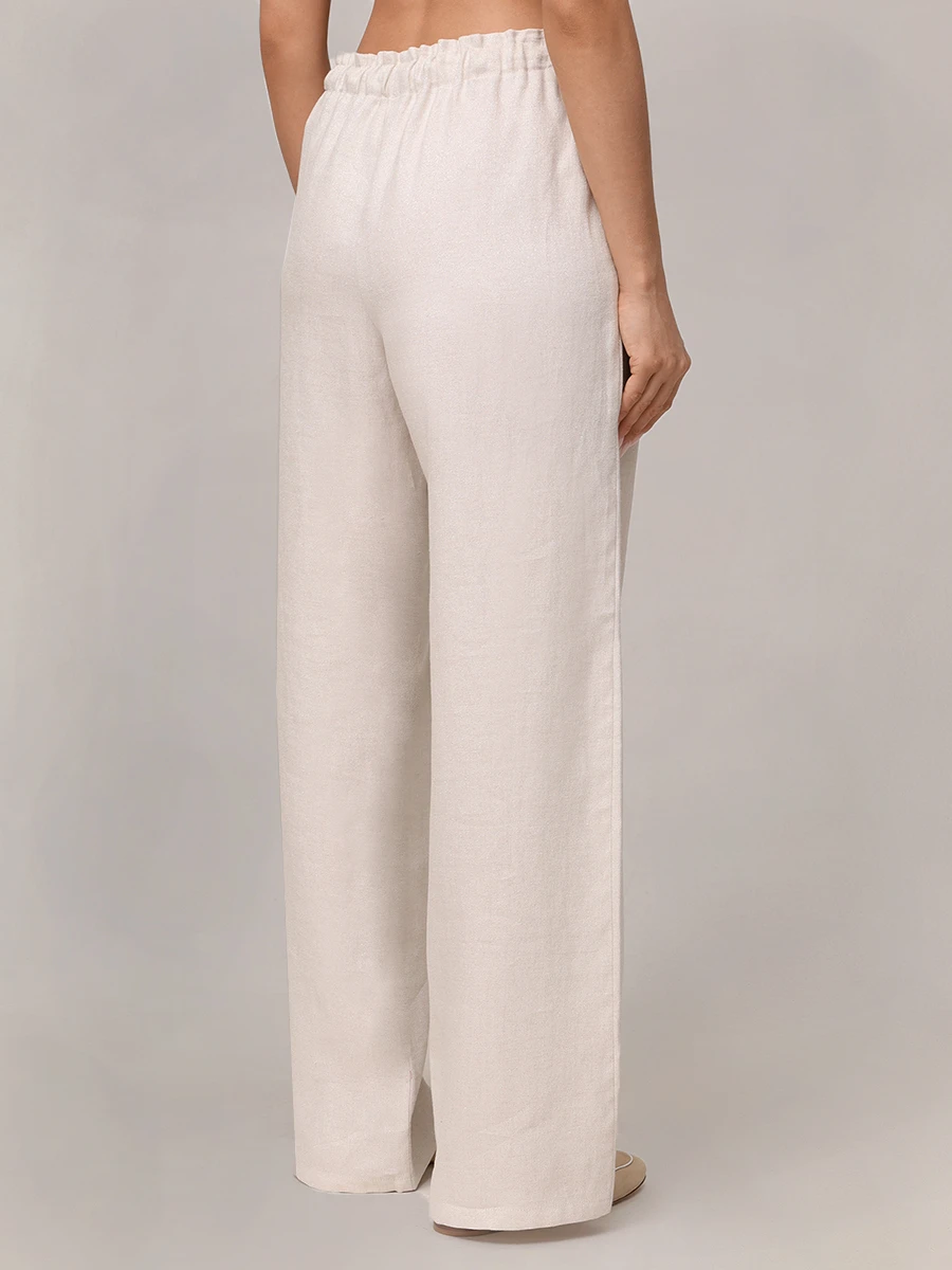 Брюки льняные MANZONI 24 25PM447-TWIL Кремовый  Фото 3