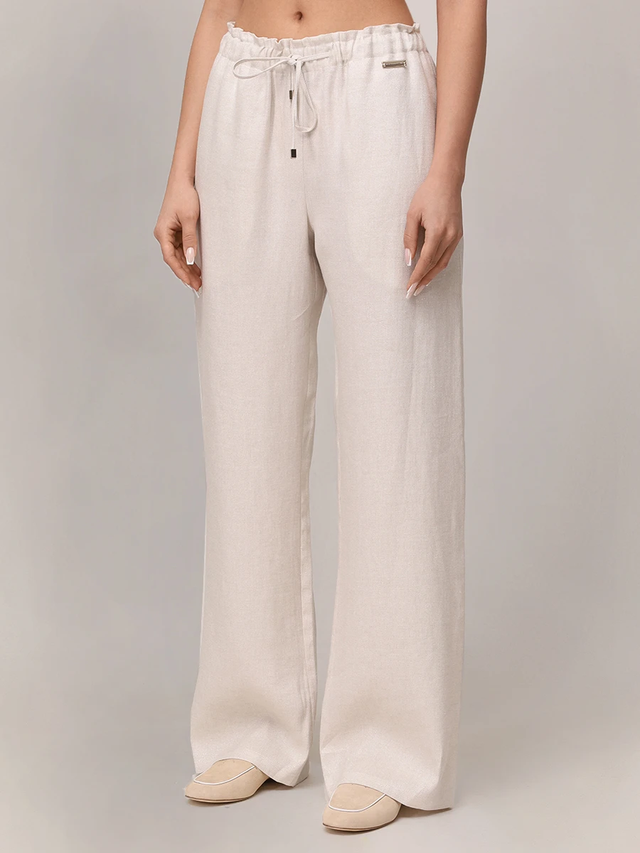 Брюки льняные MANZONI 24 25PM447-TWIL Кремовый  Фото 4