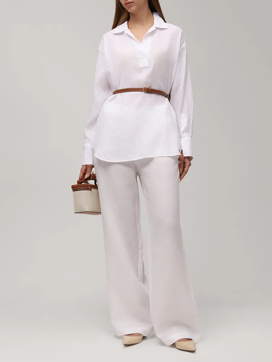 Рубашка льняная MANZONI 24 25PM655-LINF б Белый  Фото 2