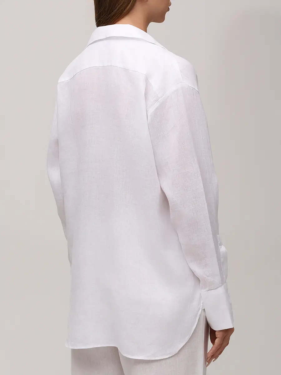 Рубашка льняная MANZONI 24 25PM655-LINF б Белый  Фото 3