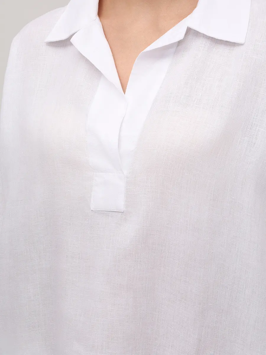 Рубашка льняная MANZONI 24 25PM655-LINF б Белый  Фото 5