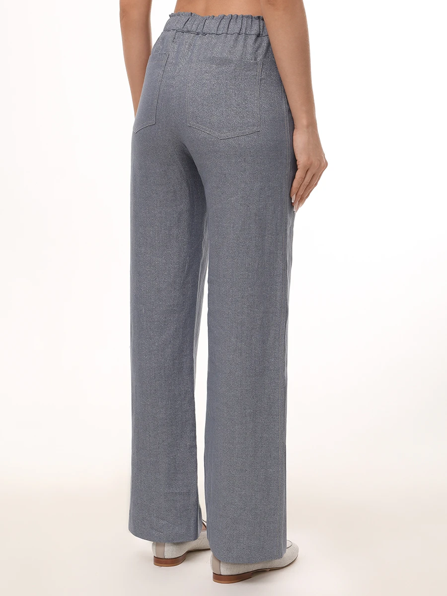 Брюки льняные MANZONI 24 25PM654-TWIL бб Синий  Фото 3