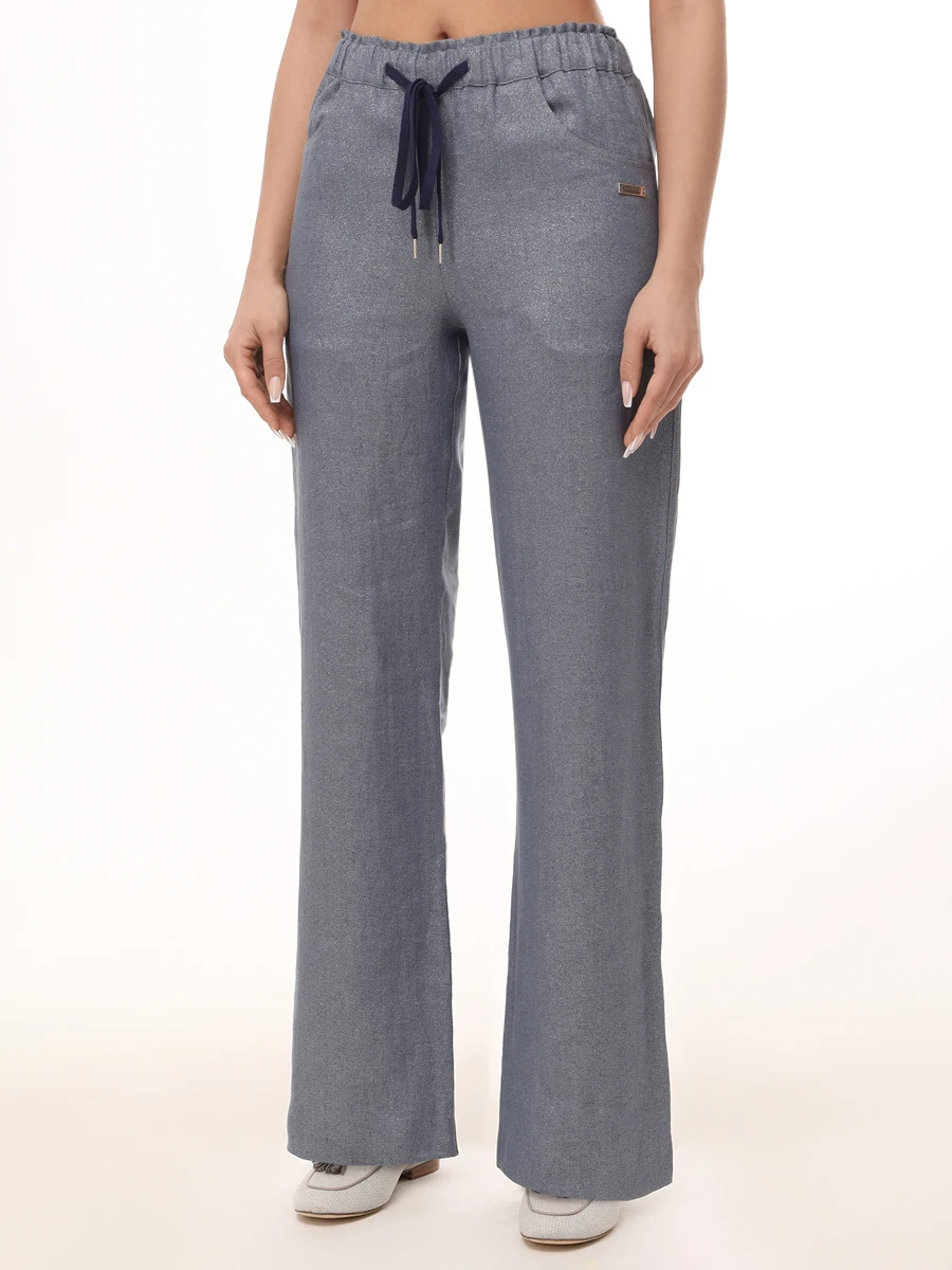 Брюки льняные MANZONI 24 25PM654-TWIL бб Синий  Фото 4