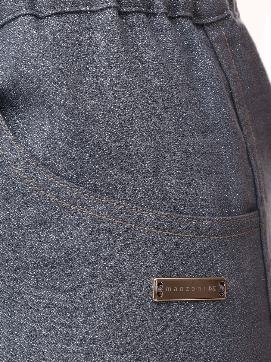Брюки льняные MANZONI 24 25PM654-TWIL бб Синий  Фото 6