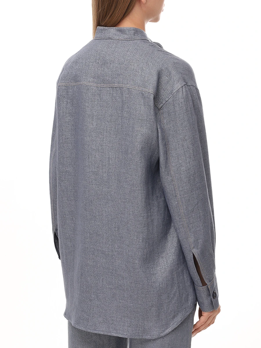 Рубашка льняная MANZONI 24 25PM646-TWIL б Синий  Фото 3