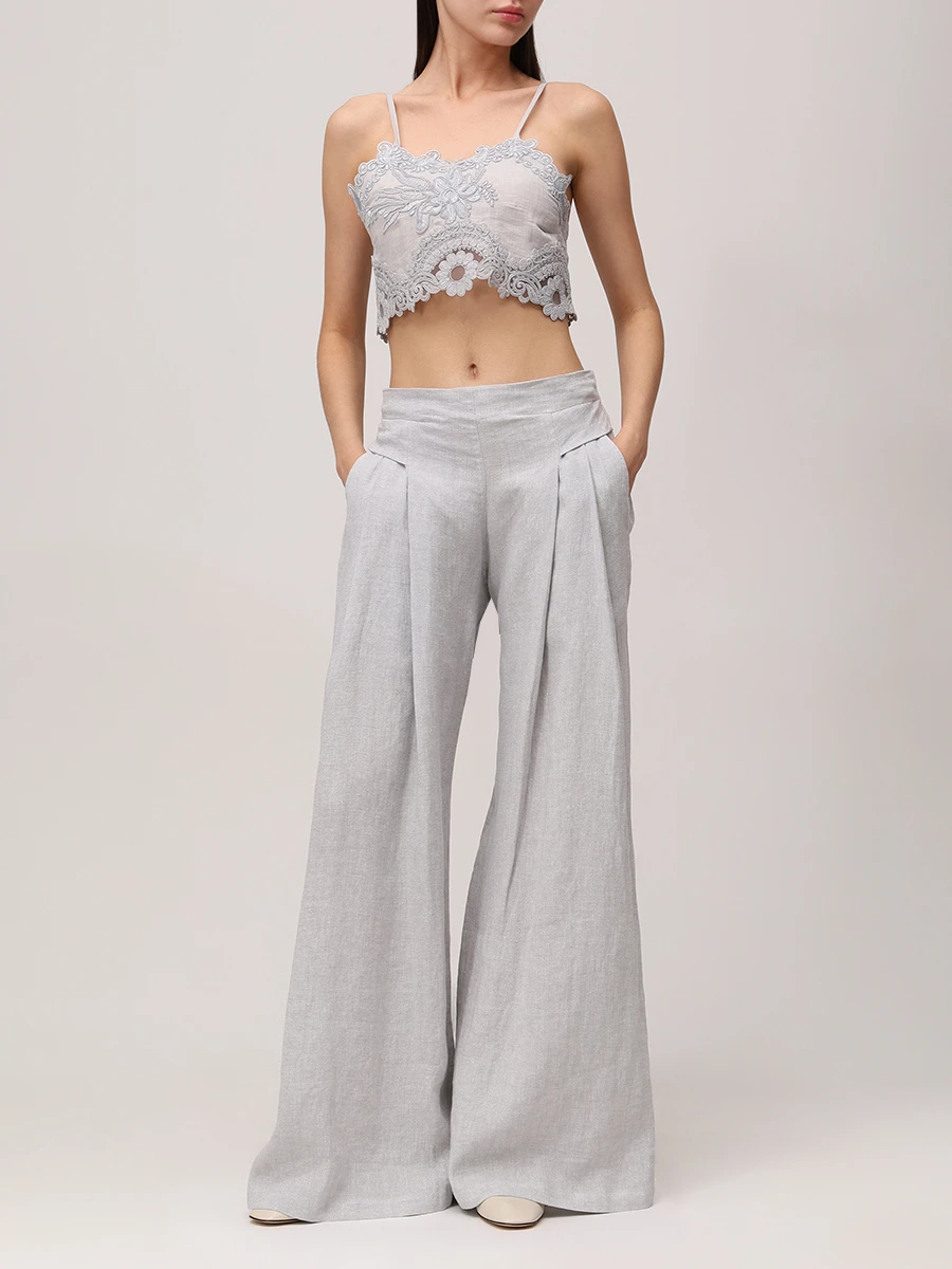 Кроп-топ с кружевом MAURIZIO W08100679 Серый  Фото 2