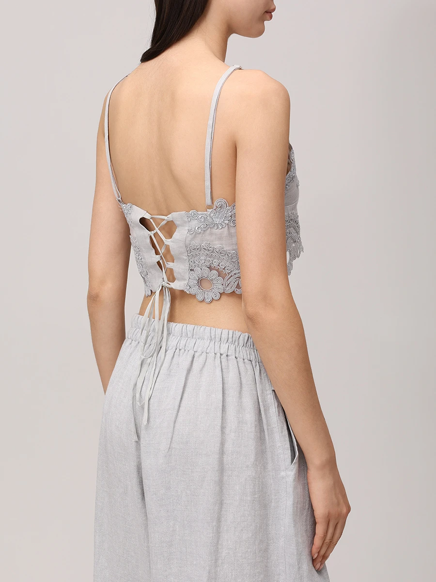 Кроп-топ с кружевом MAURIZIO W08100679 Серый  Фото 3