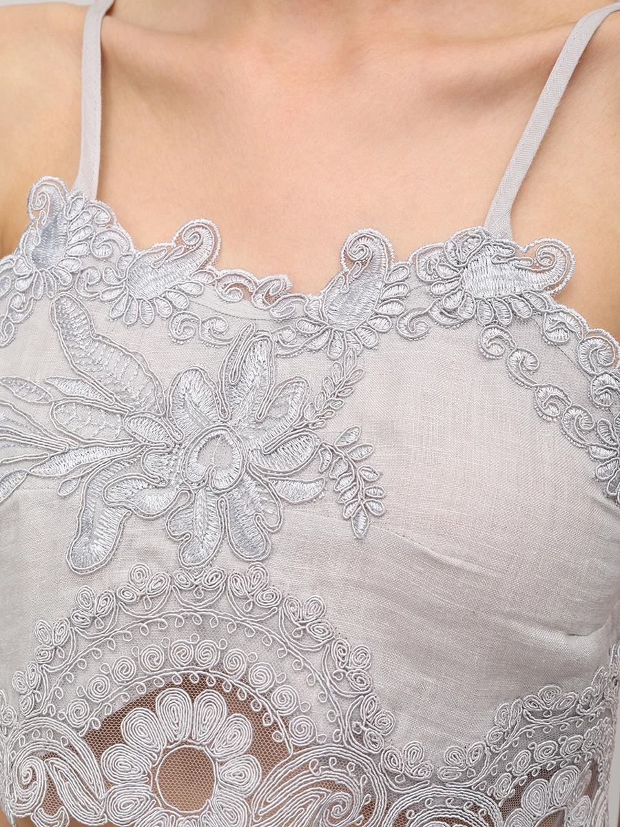 Кроп-топ с кружевом MAURIZIO W08100679 Серый  Фото 5