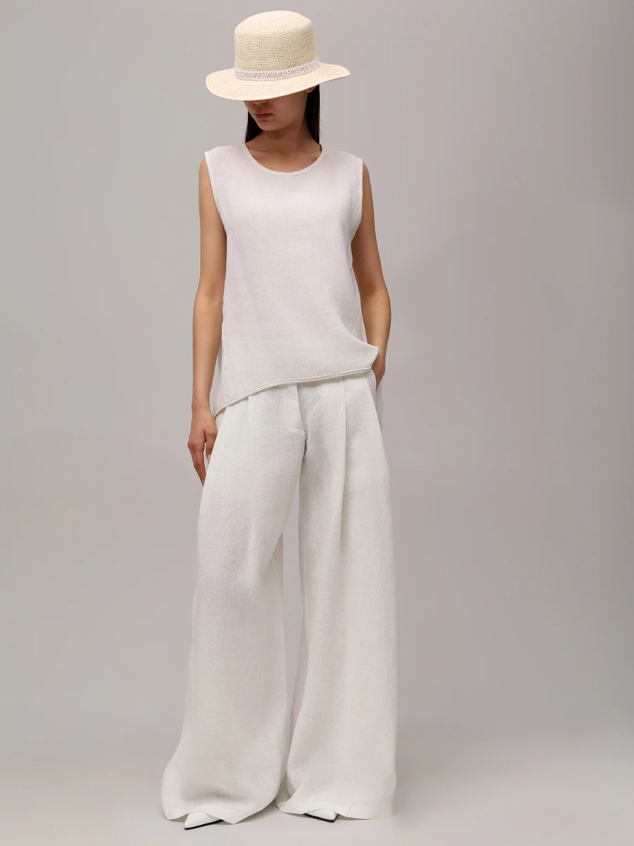 Топ льняной MAURIZIO W14030179 Белый  Фото 2