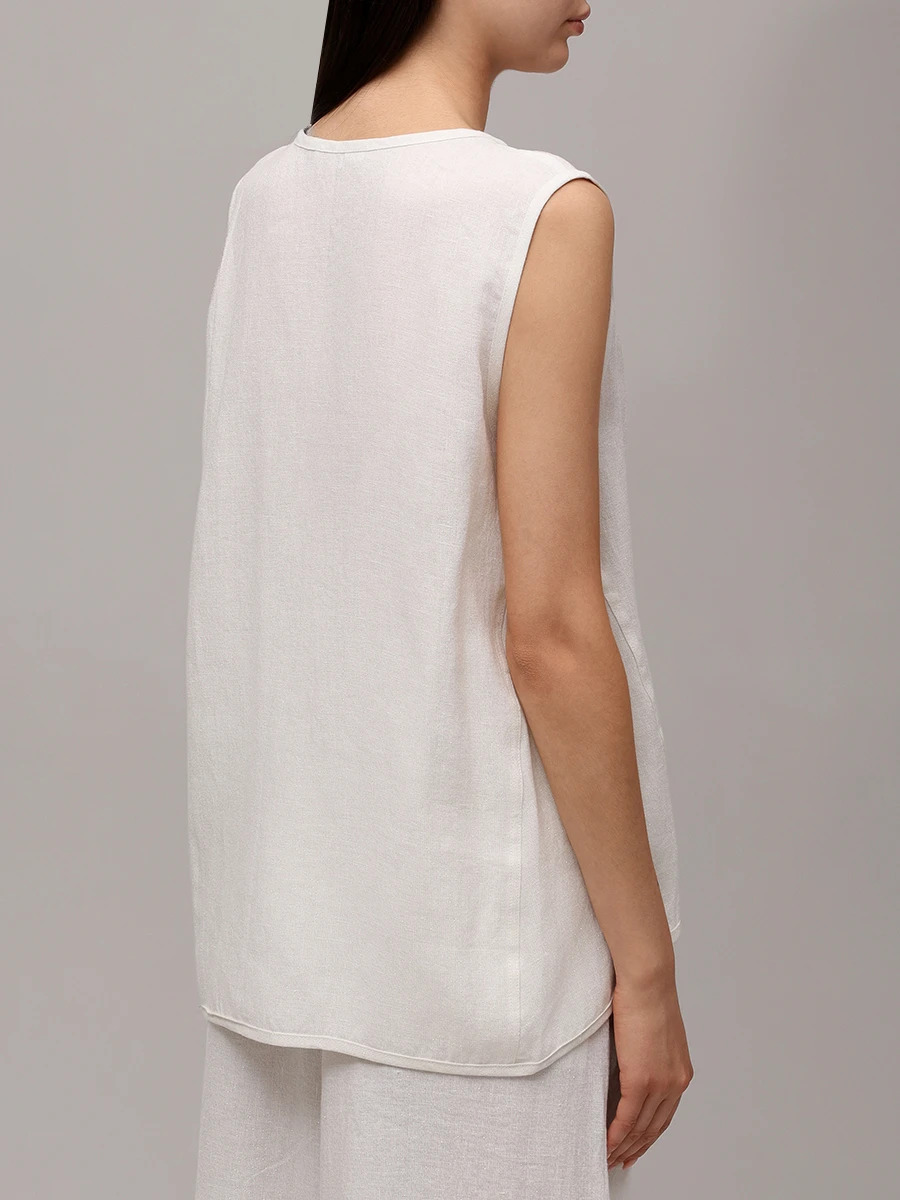 Топ льняной MAURIZIO W14030179 Белый  Фото 3