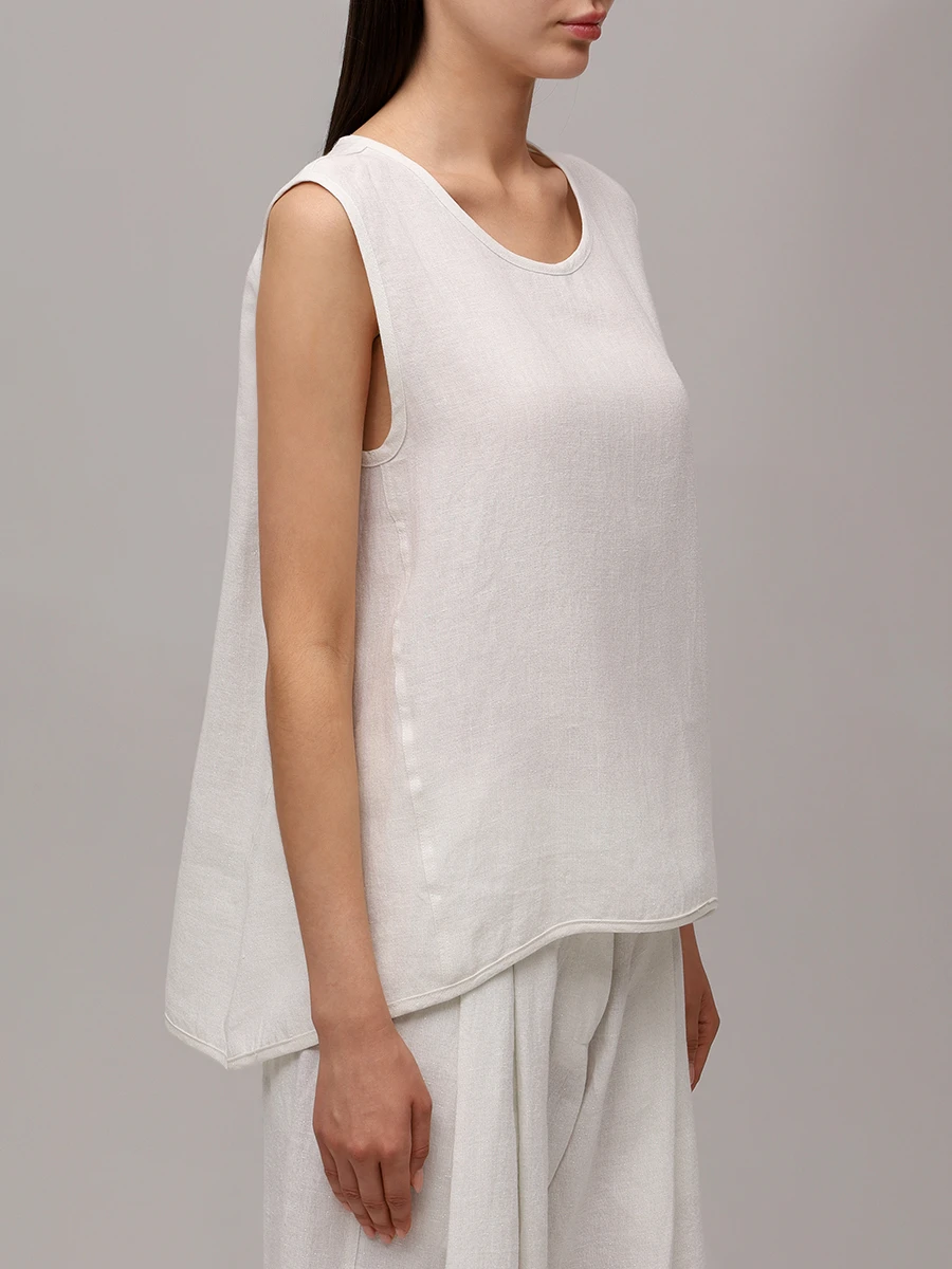 Топ льняной MAURIZIO W14030179 Белый  Фото 4