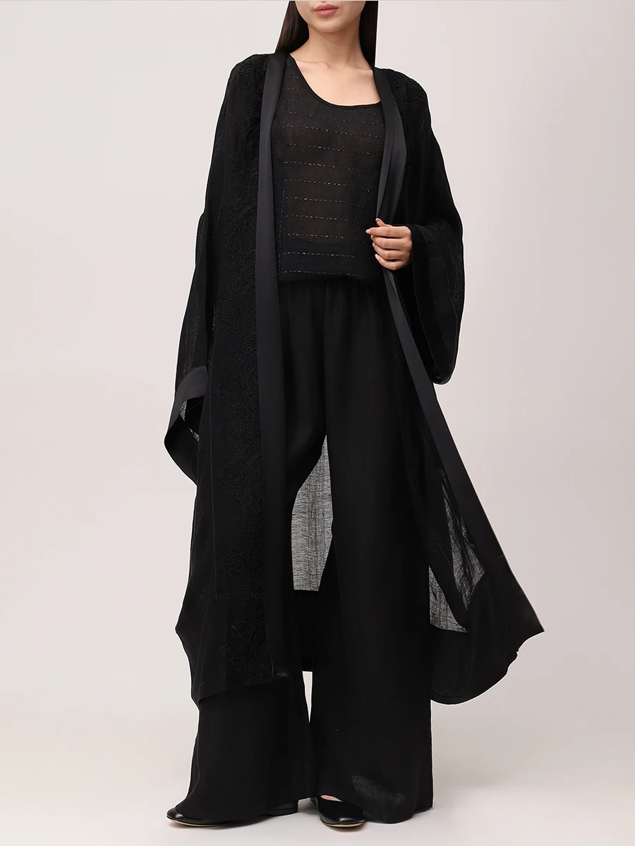 Топ льняной MAURIZIO W14081479 Черный  Фото 3