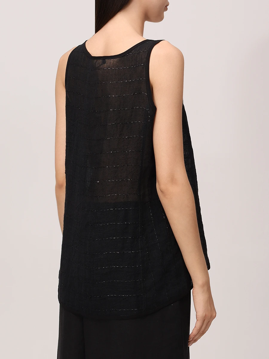 Топ льняной MAURIZIO W14081479 Черный  Фото 4