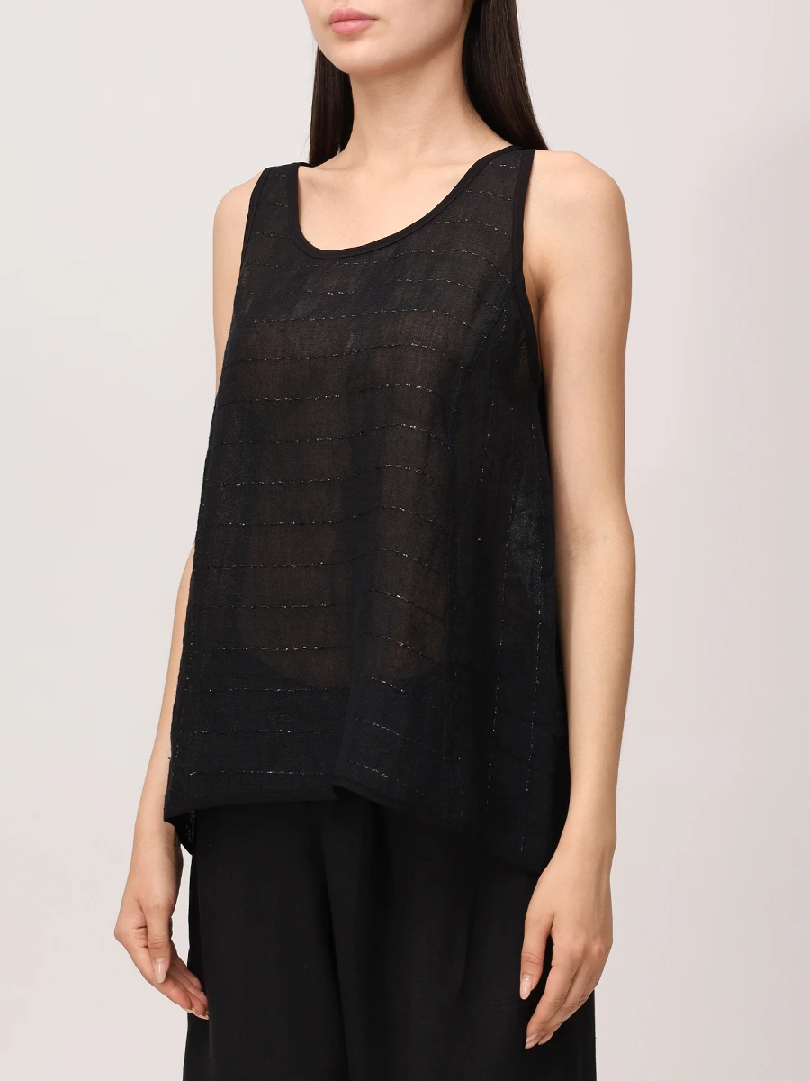 Топ льняной MAURIZIO W14081479 Черный  Фото 5