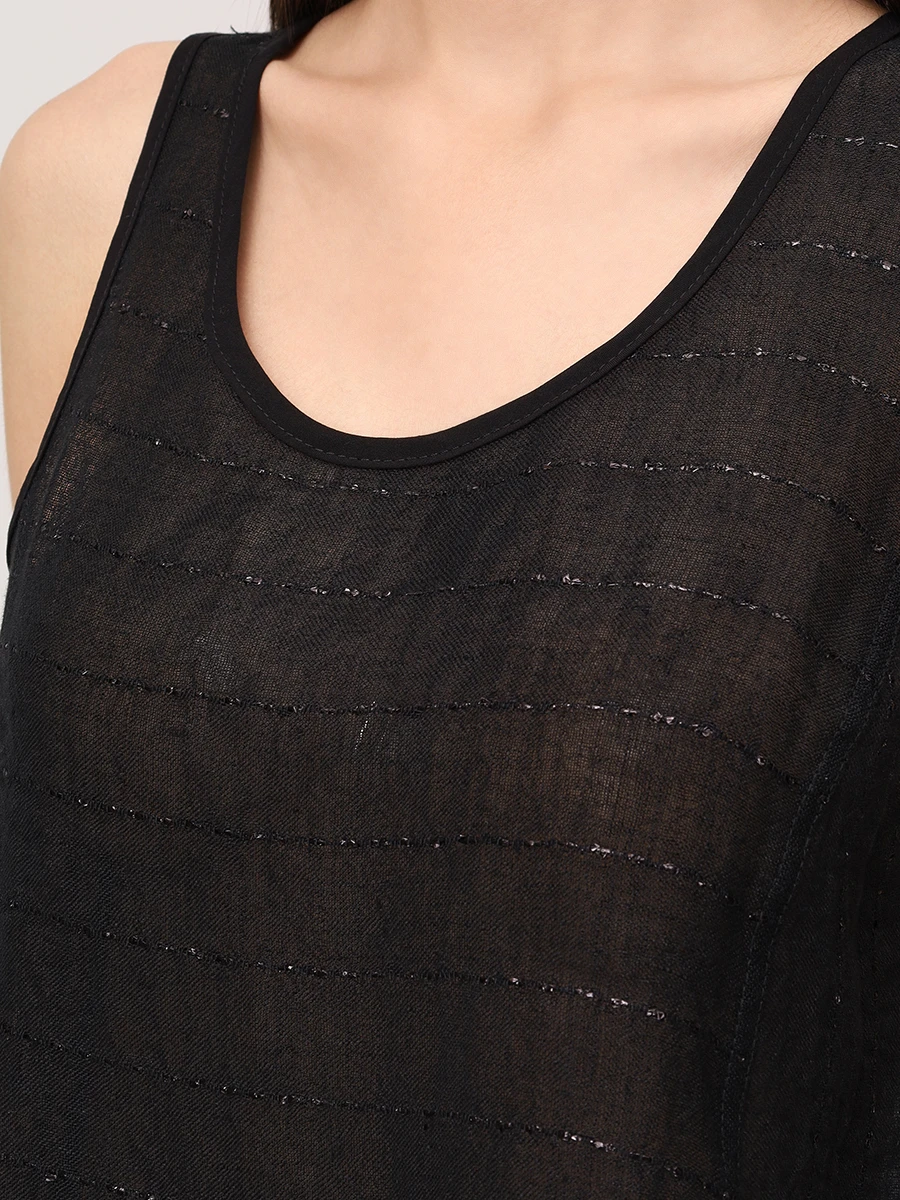 Топ льняной MAURIZIO W14081479 Черный  Фото 6