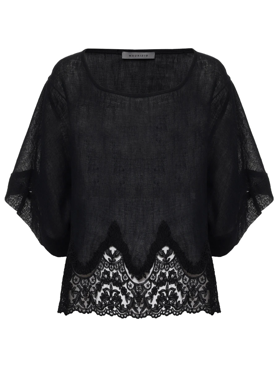 

Блуза льняная, Черный, W08462179