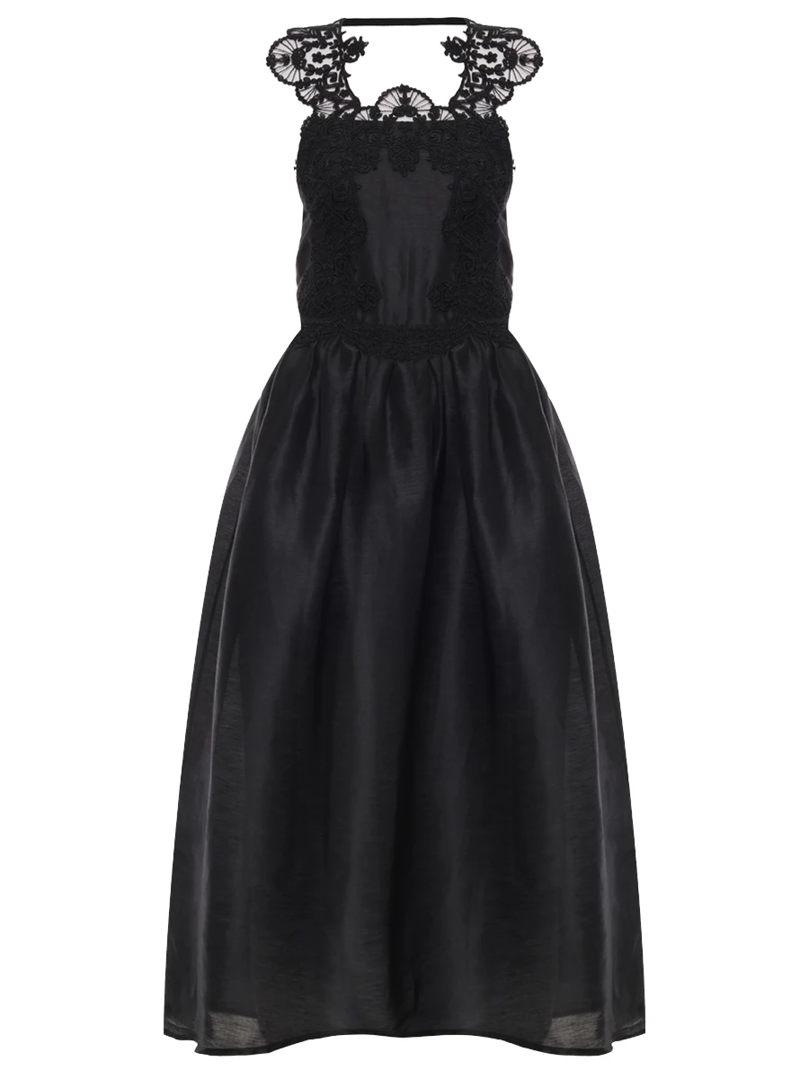 Платье изо льна и шелка MAURIZIO W06310479 Черный 