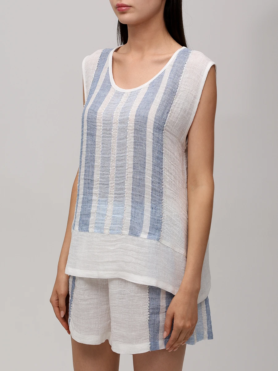 Топ льняной MAURIZIO W14102979 Белый  Фото 4