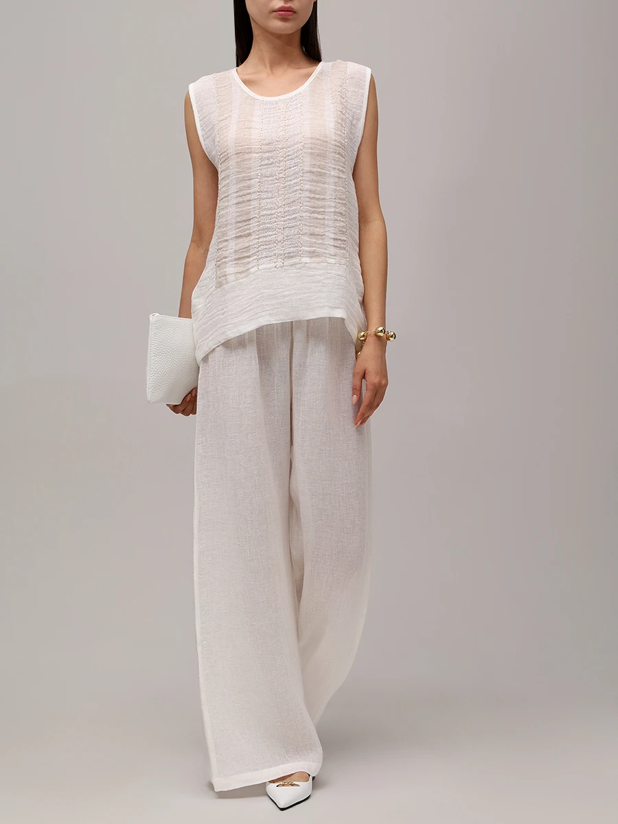 Топ льняной MAURIZIO W14102979 Полоска  Фото 3