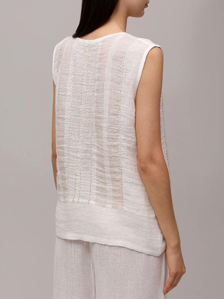 Топ льняной MAURIZIO W14102979 Полоска  Фото 4