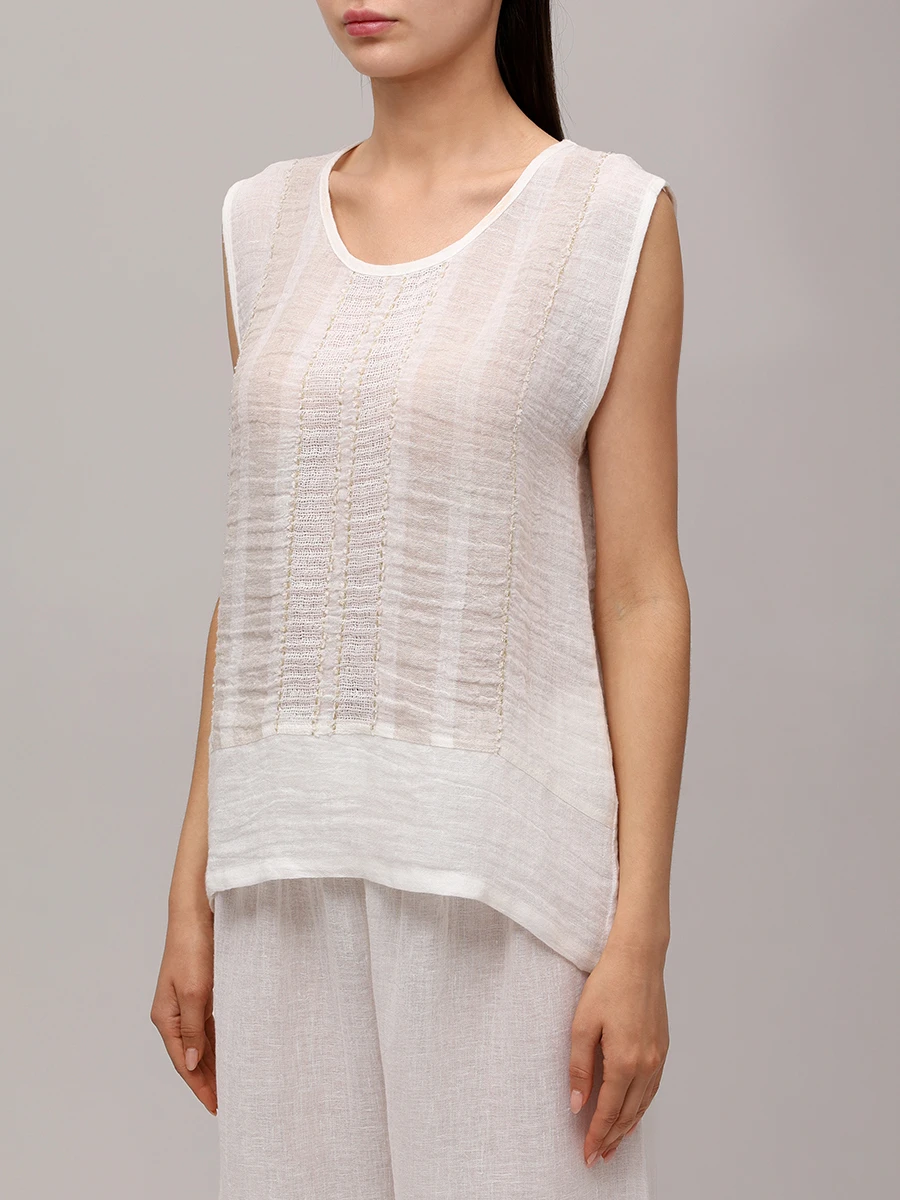 Топ льняной MAURIZIO W14102979 Полоска  Фото 5