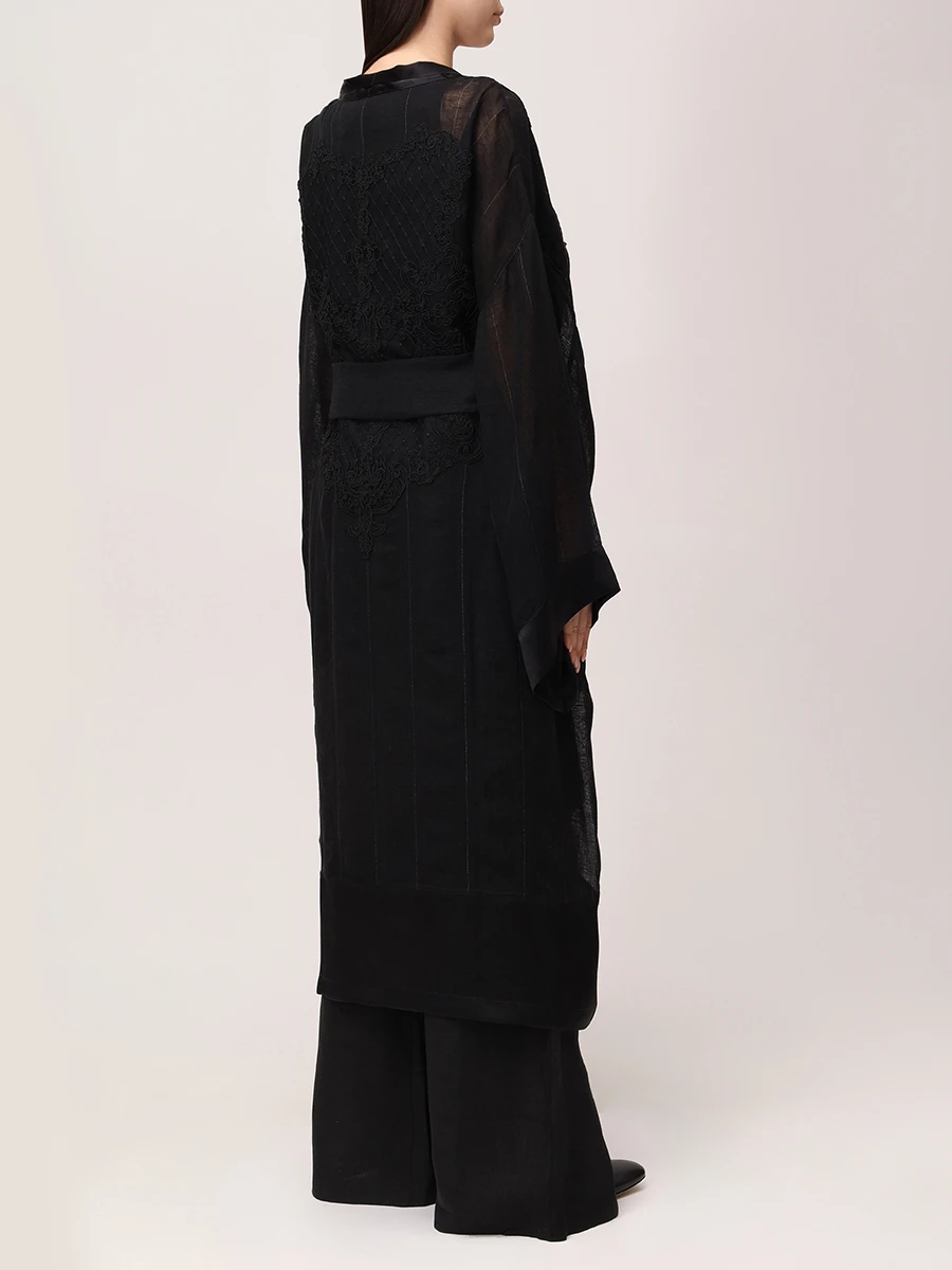 Кардиган льняной MAURIZIO W07041979 Черный  Фото 4