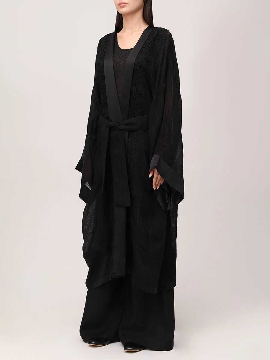 Кардиган льняной MAURIZIO W07041979 Черный  Фото 5