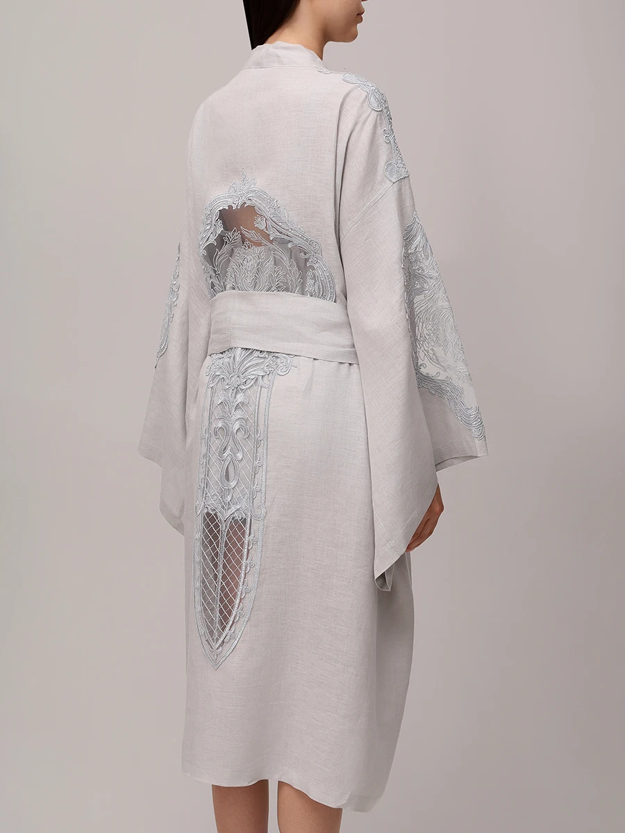 Кардиган льняной MAURIZIO W07010679 Серый  Фото 3