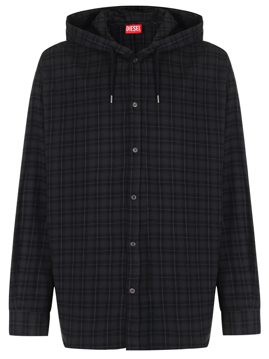 

Рубашка из хлопка и вискозы, Клетка, A16214-0TKAG-9DVA