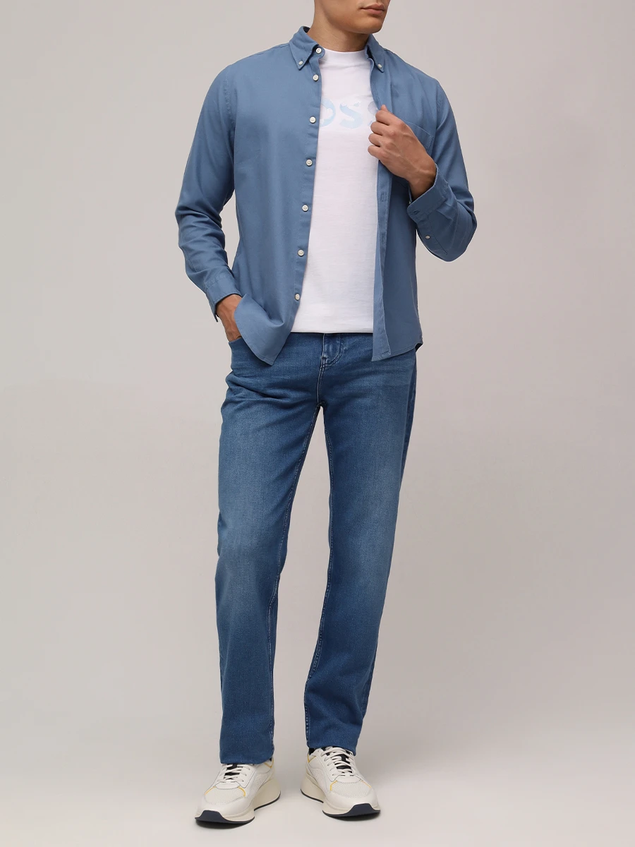 Джинсы Regular Fit хлопковые BOSS 50520854/420 Синий  Фото 2