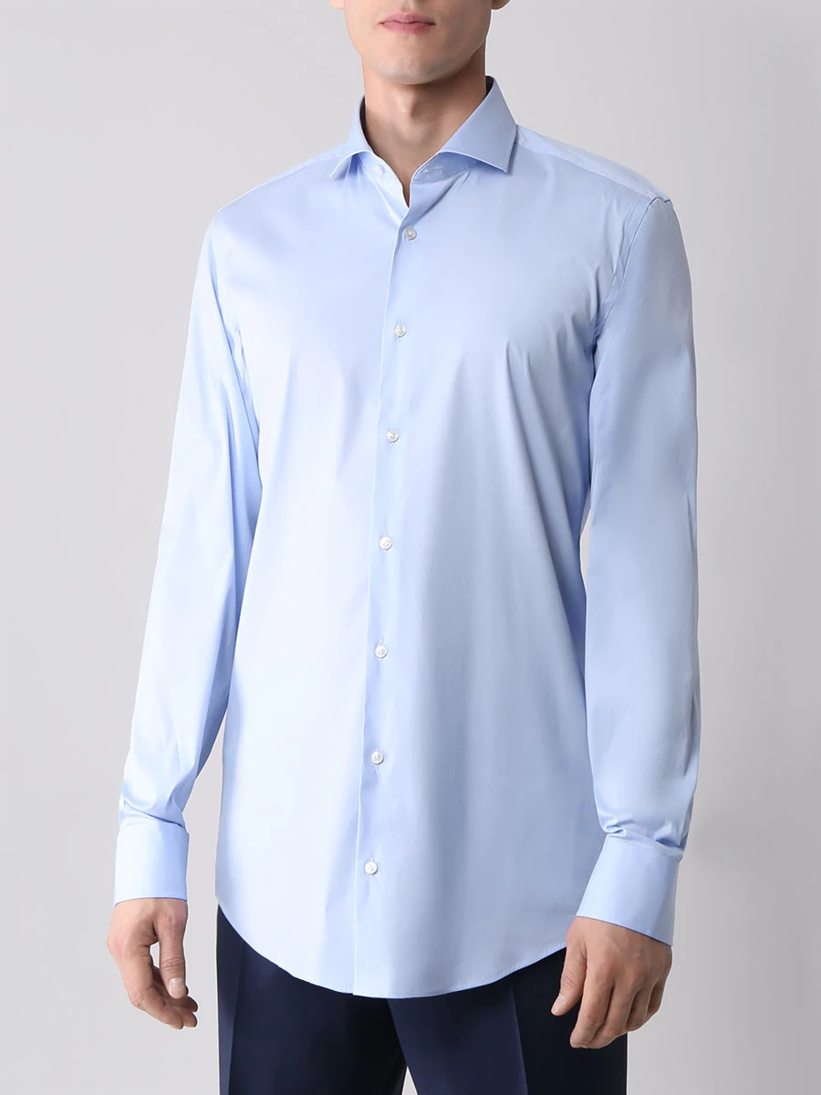 Рубашка Slim Fit хлопковая BOSS 50479915/450 Голубой  Фото 4