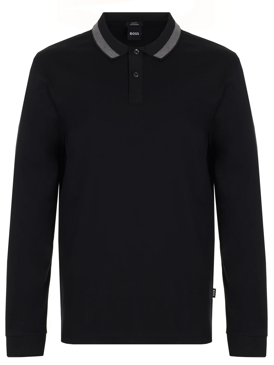 Поло Slim Fit хлопковое BOSS 50531787/001 Черный 