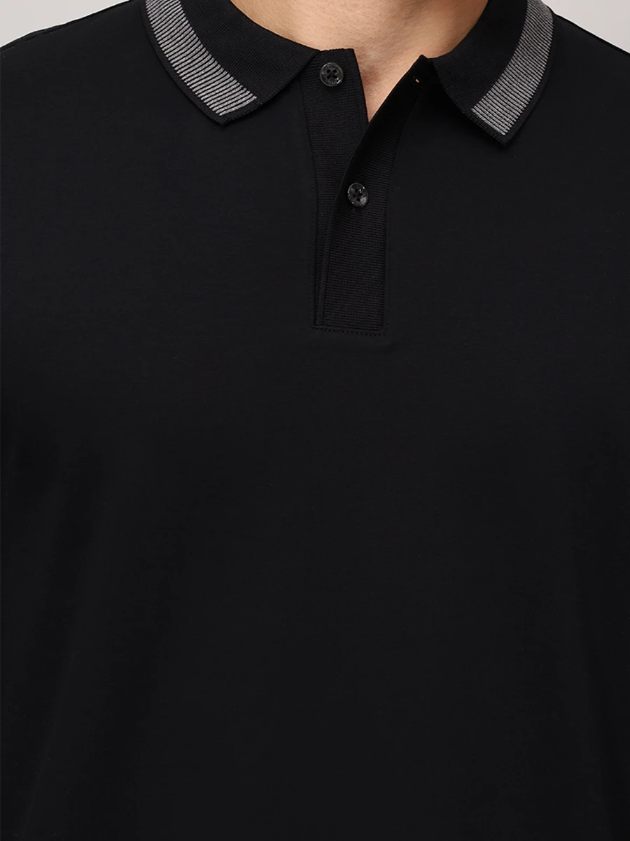 Поло Slim Fit хлопковое BOSS 50531787/001 Черный  Фото 5