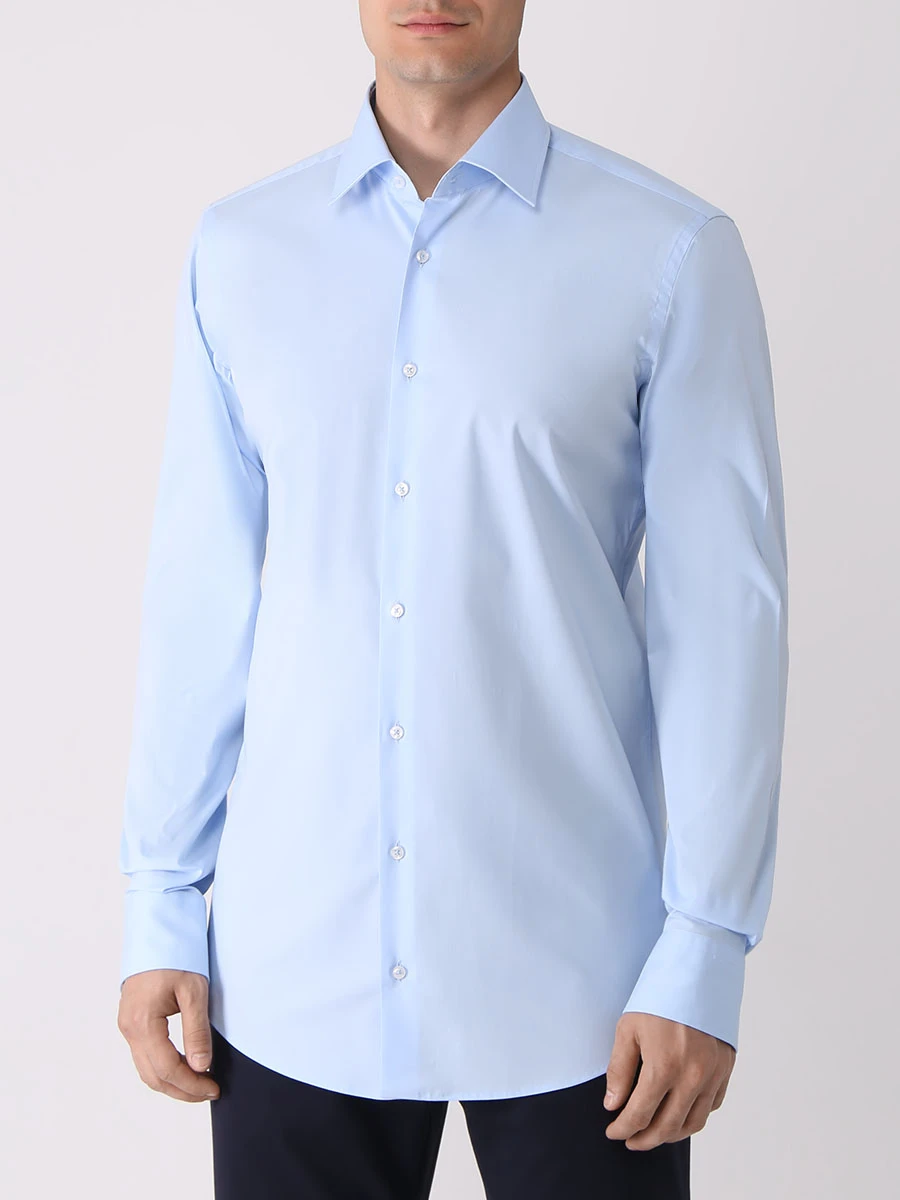 Рубашка Regular Fit хлопковая BOSS 50473265/452 Голубой  Фото 4