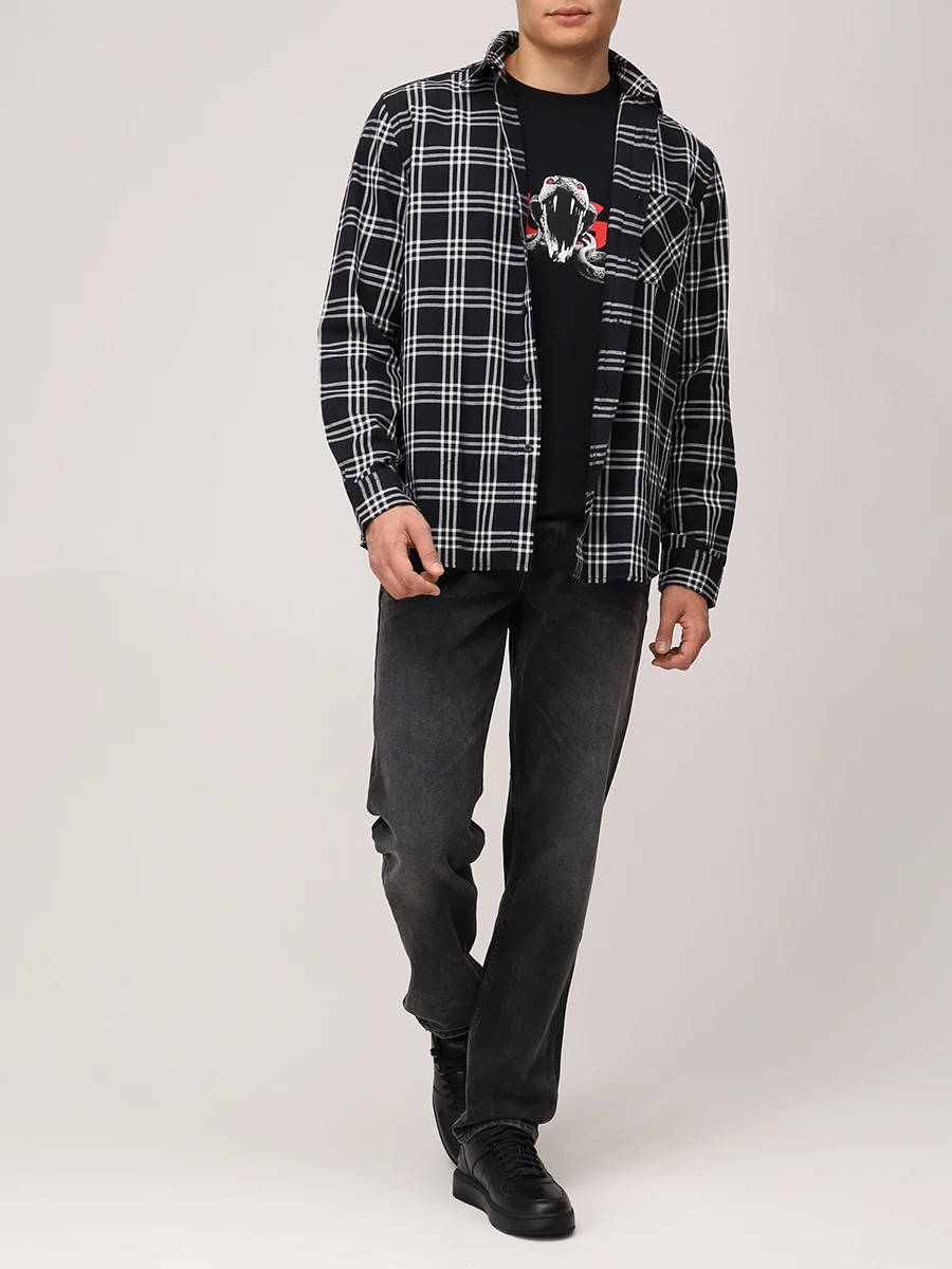 Рубашка Straight Fit хлопковая HUGO 50534853/001 Клетка  Фото 2