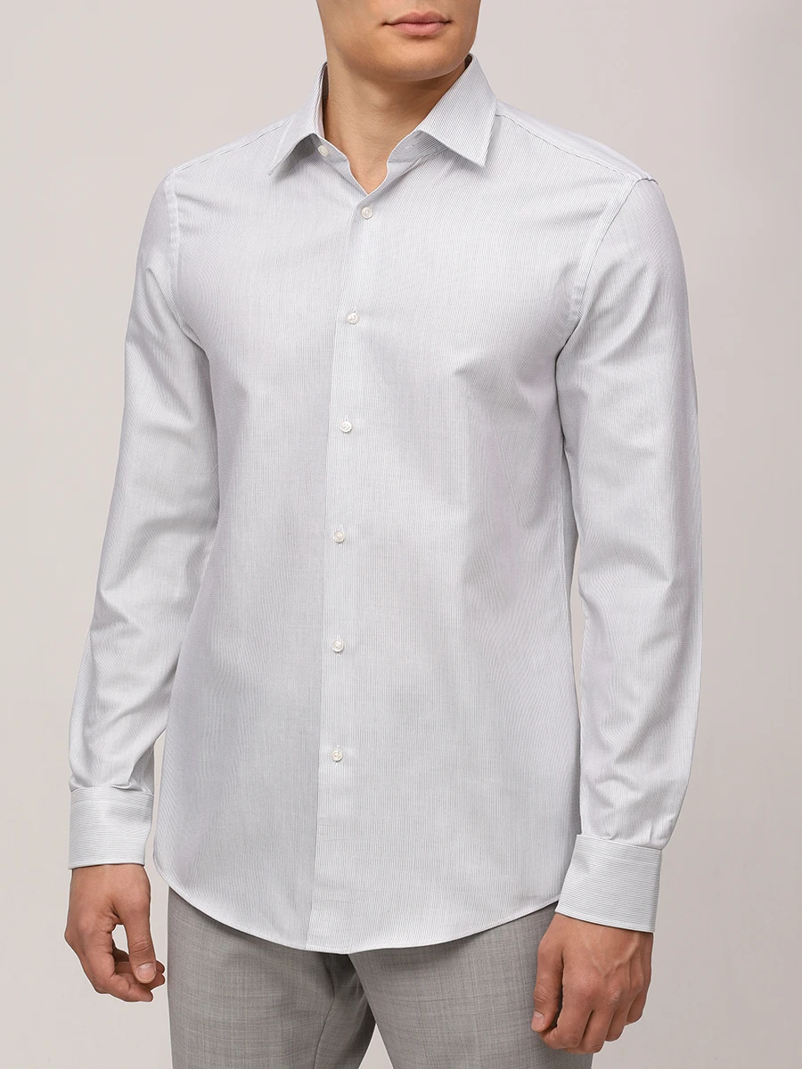 Рубашка Slim Fit хлопковая BOSS 50533040/001 Полоска  Фото 4